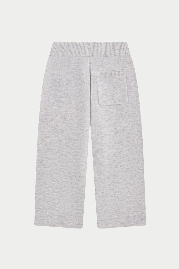 JUNIOR MONOGRAM EMBLEM FLUFFY KNIT JOGGERS - GREY MARL