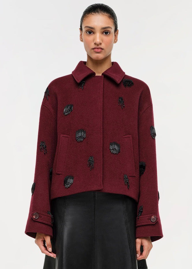 Katya Embellished Jacket (Oxblood)