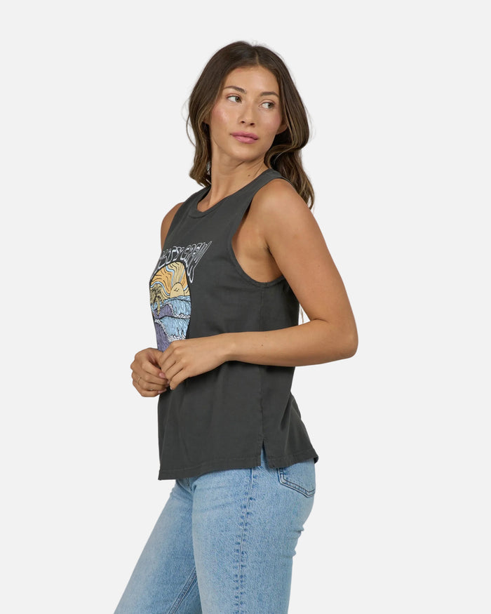 Keyhole Muscle Tank - Charcoal