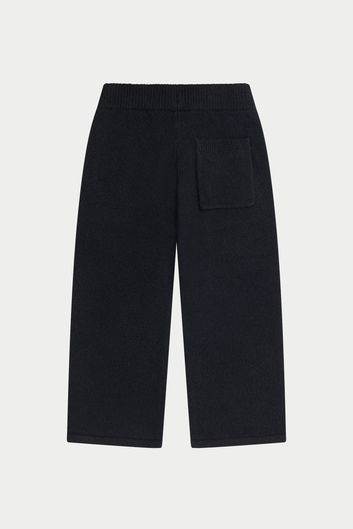 KIDS MONOGRAM EMBLEM FLUFFY KNIT JOGGERS - BLACK