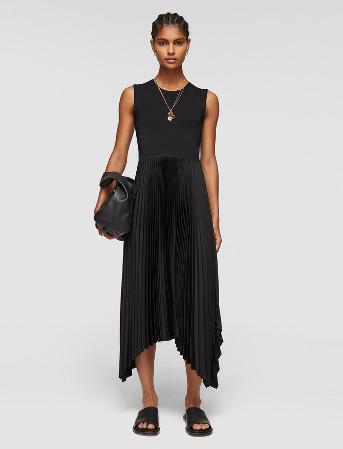 Black Knit Weave Plissé Dera Dress - Joseph