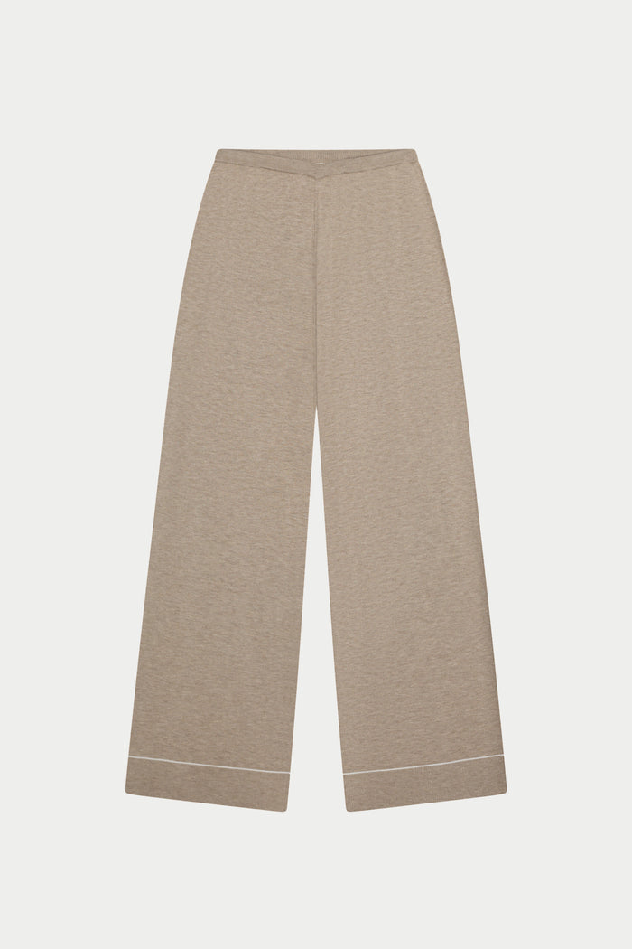 KNITTED PANEL TROUSERS - BEIGE