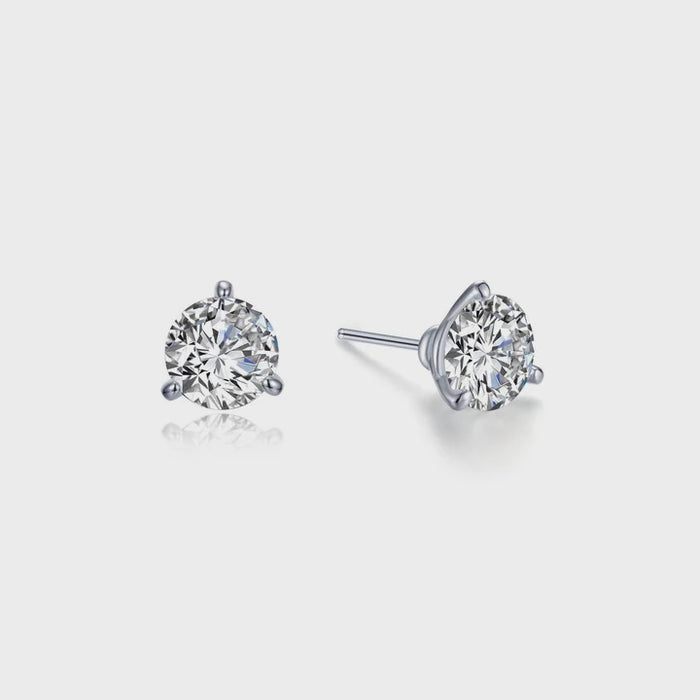 Lafonn Silver 1 CTW 3 Prong Martini Stud Earrings