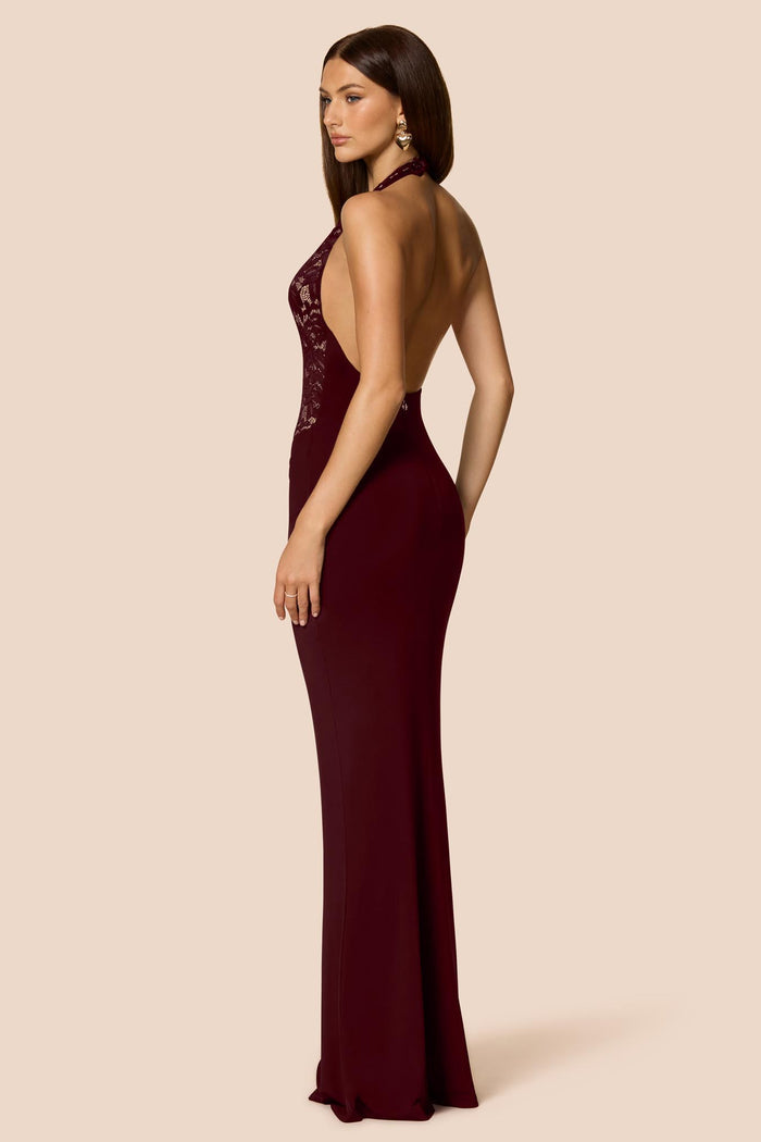 Lennox Halter Gown Wine - Dress - Nookie
