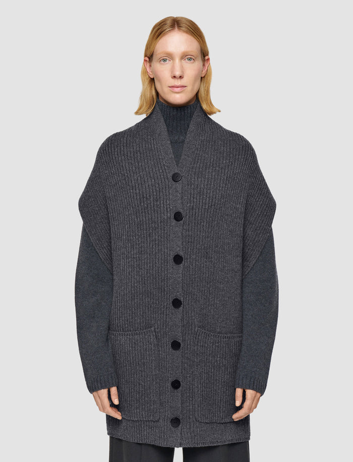 Grey Light Cardigan Stitch Button Scarf - Joseph