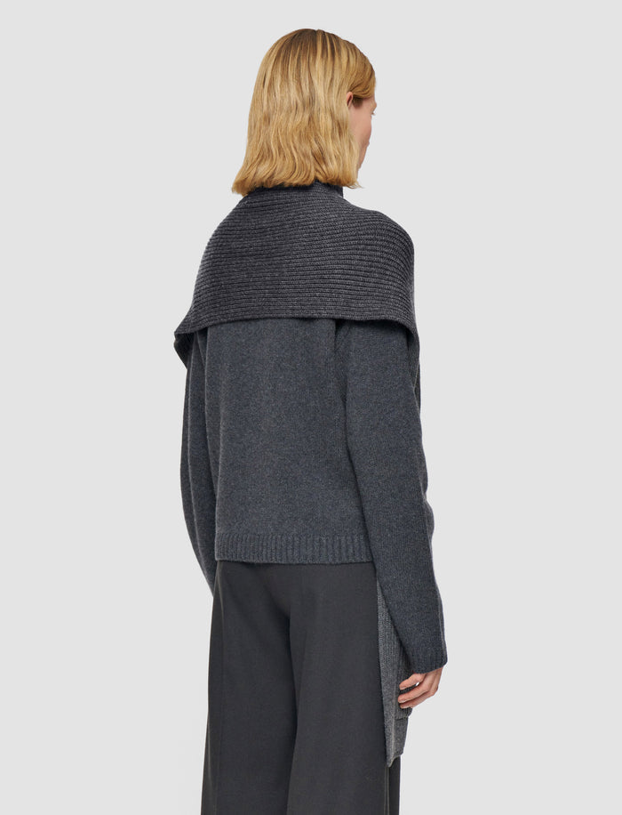 Grey Light Cardigan Stitch Button Scarf - Joseph