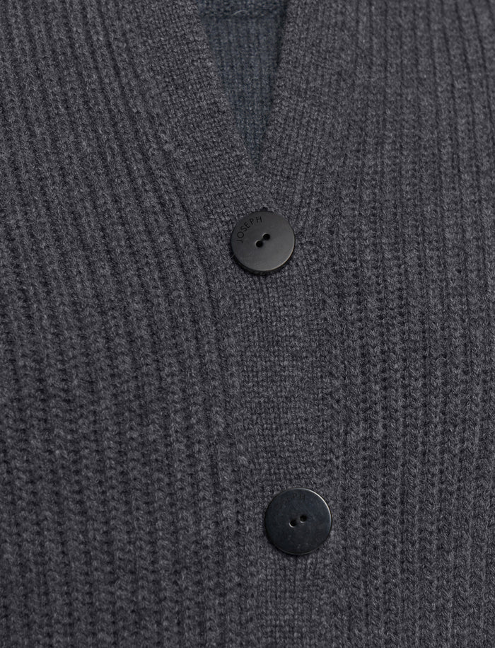 Grey Light Cardigan Stitch Button Scarf - Joseph