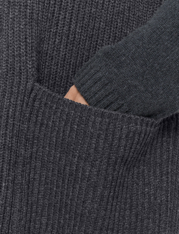 Grey Light Cardigan Stitch Button Scarf - Joseph