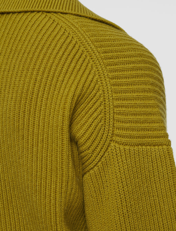 Green Light Cardigan Stitch Open Neck Jumper - Joseph