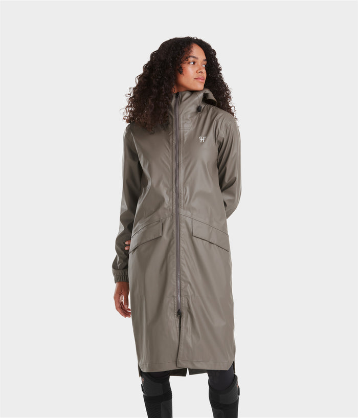 Long Raintech | Dark Coffee | Veste imperméable d'équitation longue femme| Horse Pilot