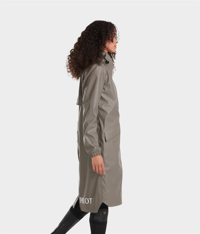 Long Raintech | Dark Coffee | Veste imperméable d'équitation longue femme| Horse Pilot