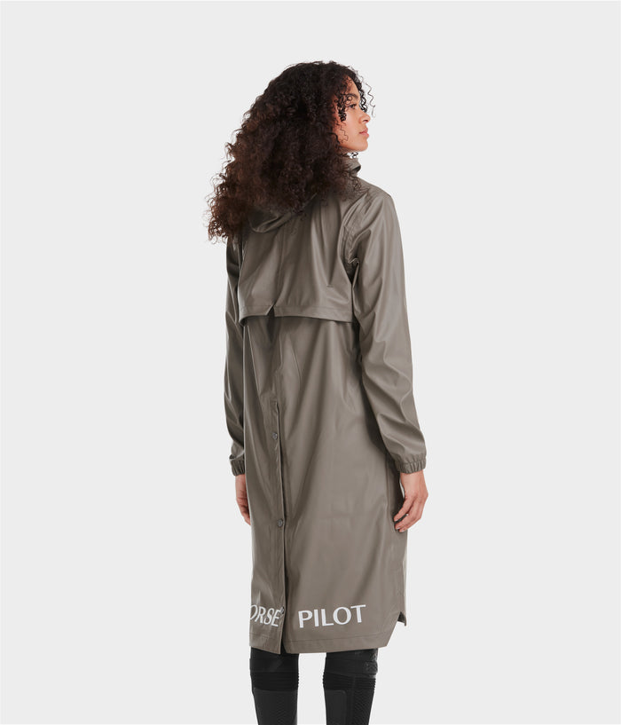 Long Raintech | Dark Coffee | Veste imperméable d'équitation longue femme| Horse Pilot