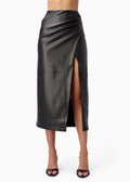 Lorena Vegan Leather Skirt (Black)