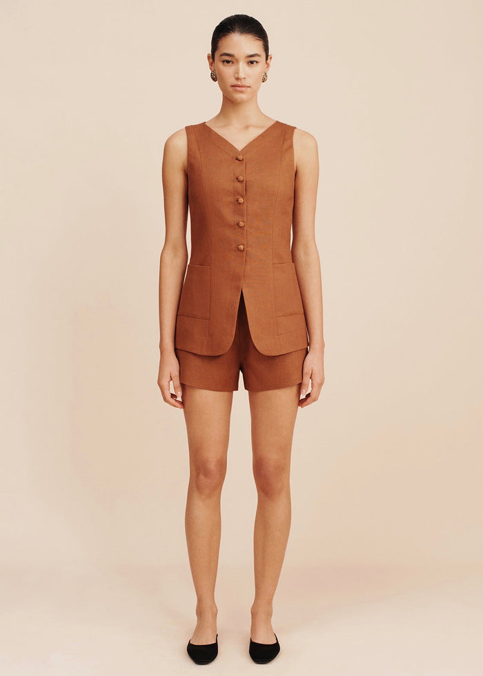 Lorenzo High Neck Vest (Chestnut)
