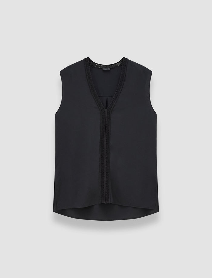 Black Louis Crepe de Soie Silk Blouse - Joseph