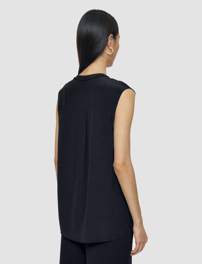 Black Louis Crepe de Soie Silk Blouse - Joseph