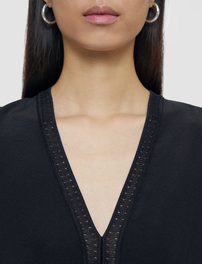 Black Louis Crepe de Soie Silk Blouse - Joseph