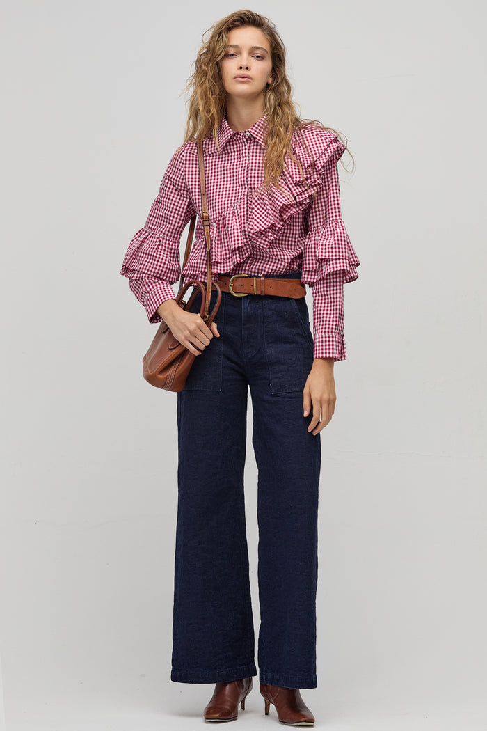 Mambo Poplin Shirt - Bordeaux Vichy Checks