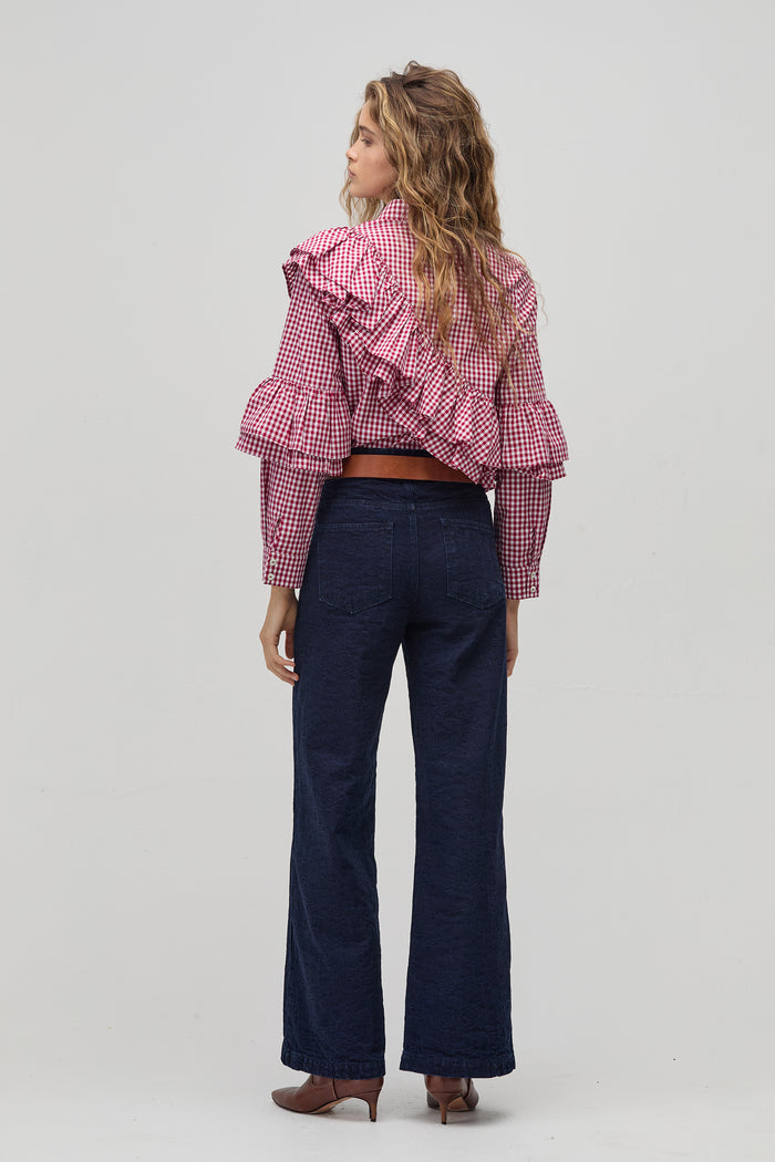 Mambo Poplin Shirt - Bordeaux Vichy Checks