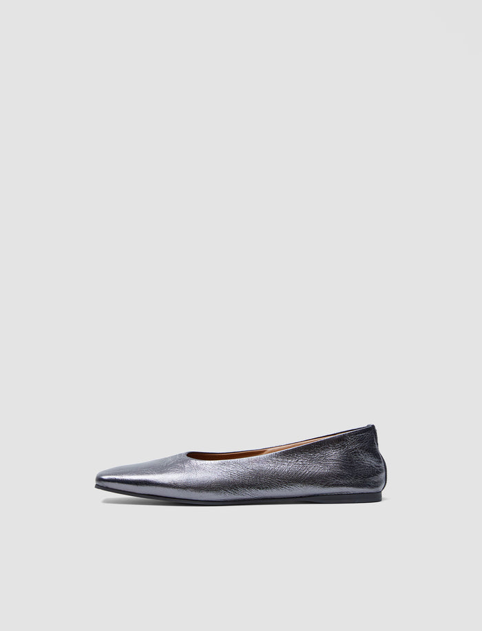 Silver Metallic Leather Ballerinas - Joseph