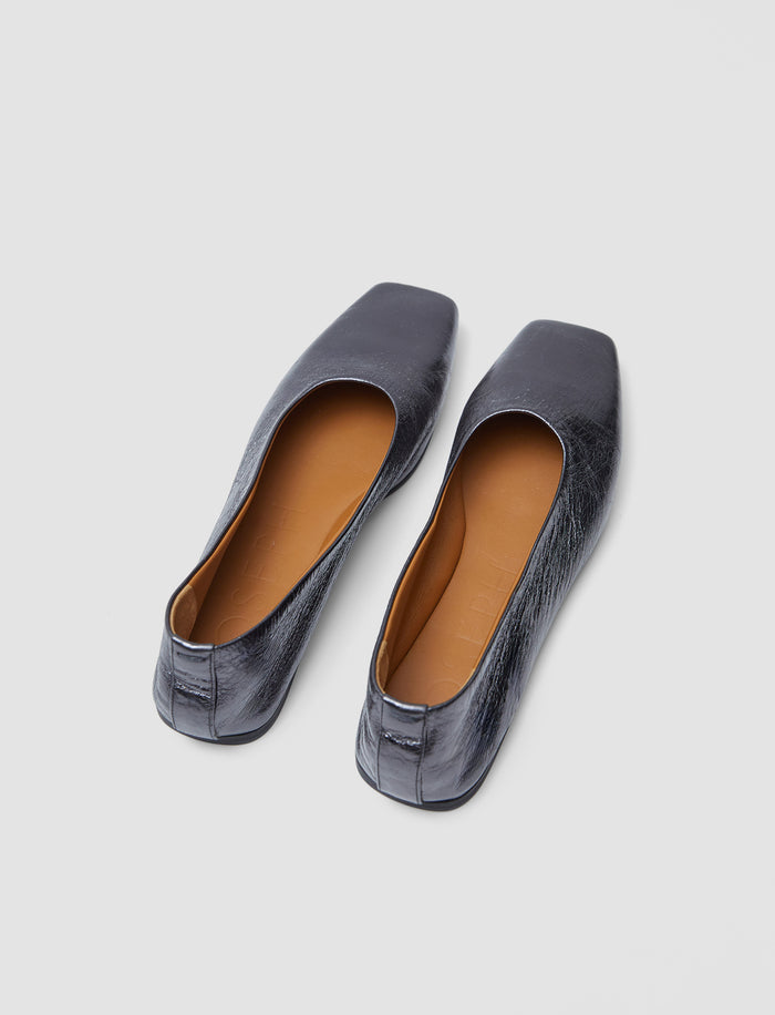 Silver Metallic Leather Ballerinas - Joseph