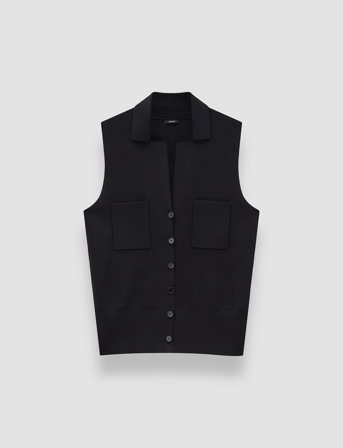 Black Milano Knit Stretch Vest - Joseph