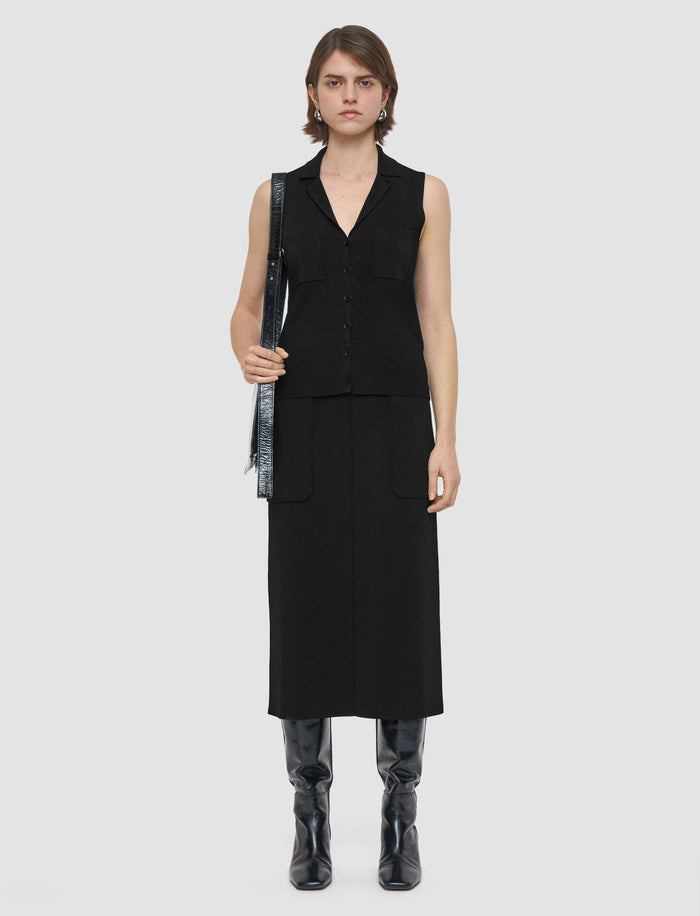 Black Milano Knit Stretch Vest - Joseph
