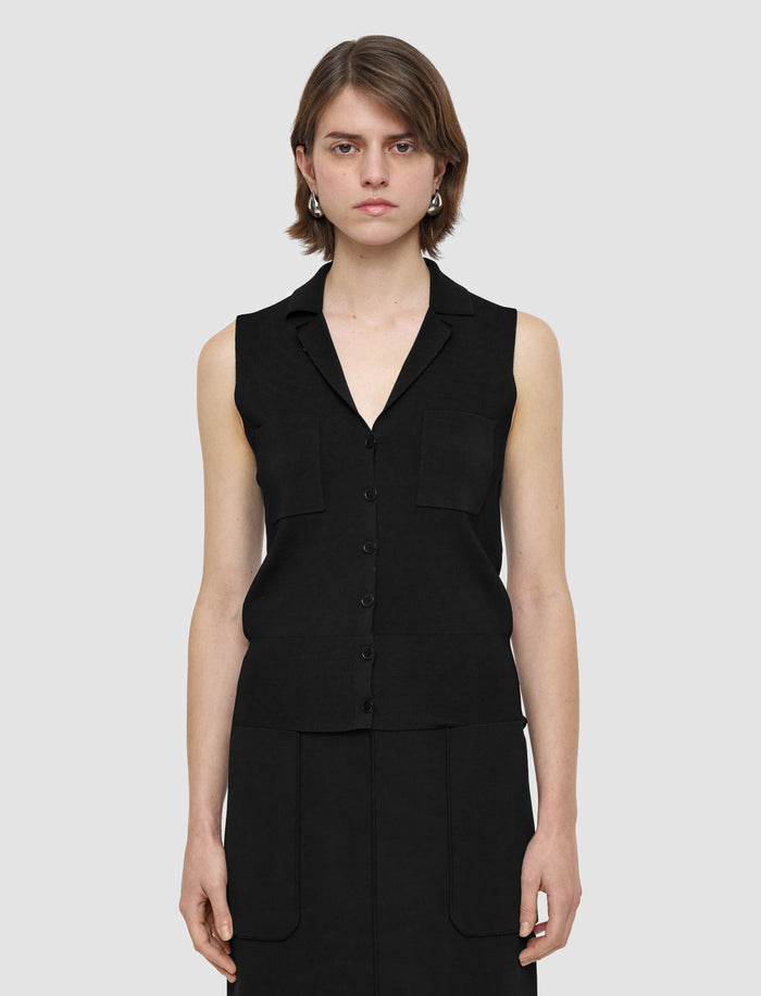 Black Milano Knit Stretch Vest - Joseph