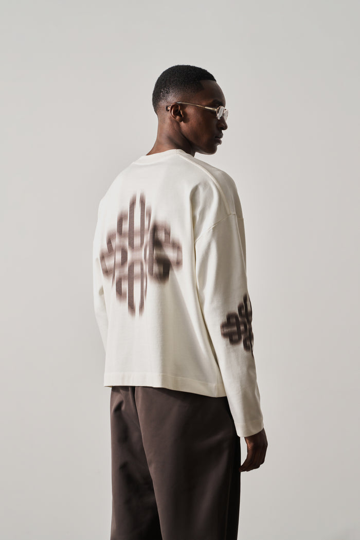 MOTION BLURRED LONG SLEEVE T-SHIRT - OFF WHITE
