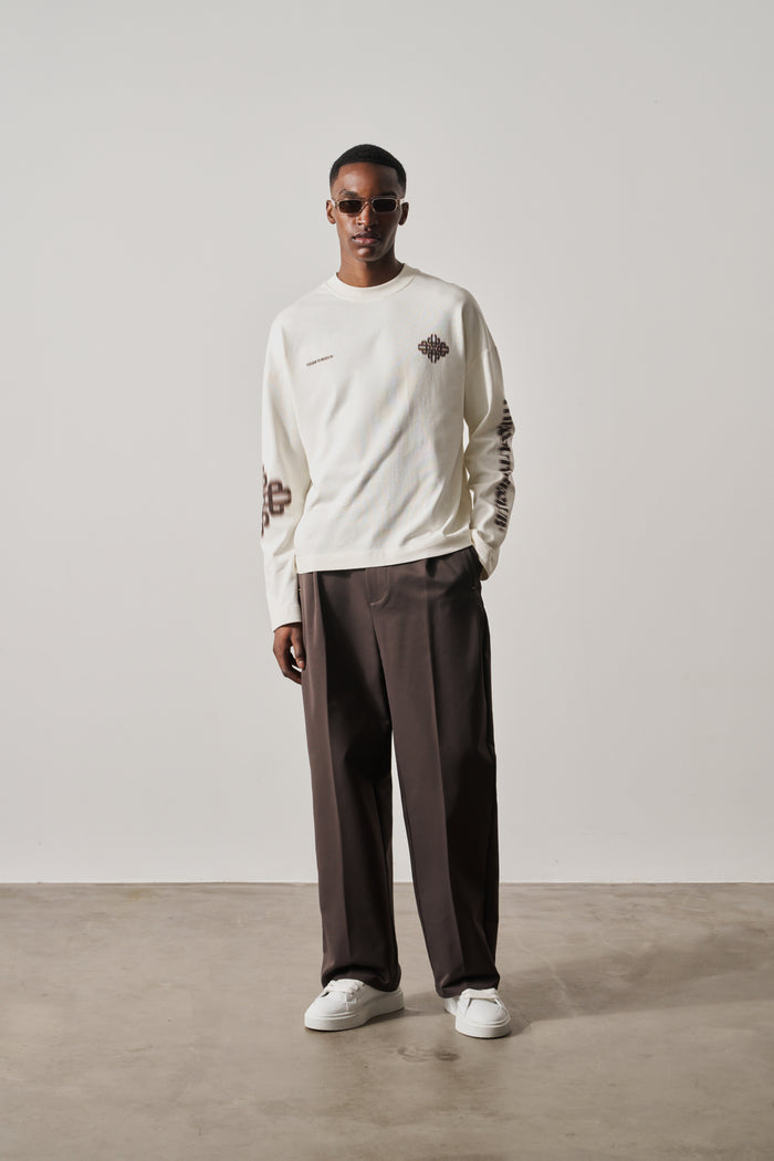 MOTION BLURRED LONG SLEEVE T-SHIRT - OFF WHITE