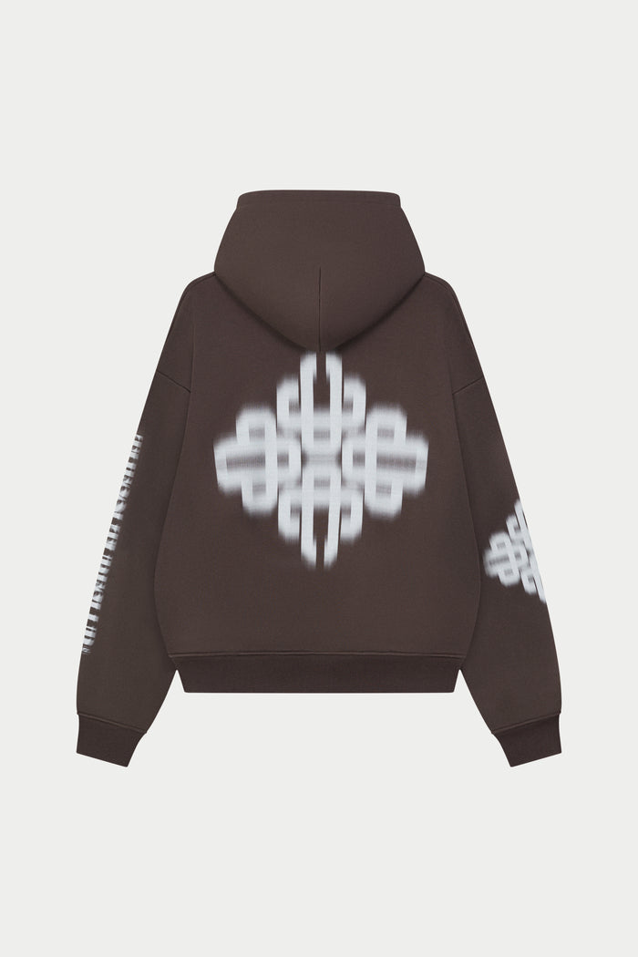MOTION BLURRED ZIP THROUGH HOODIE - BROWN
