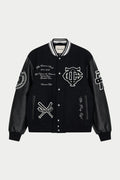MULTI BADGE VARSITY JACKET - BLACK
