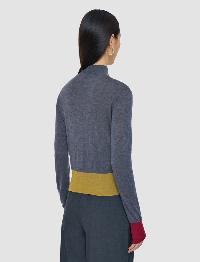 Grey Overlay Cashair Mock Neck Jumper - Joseph