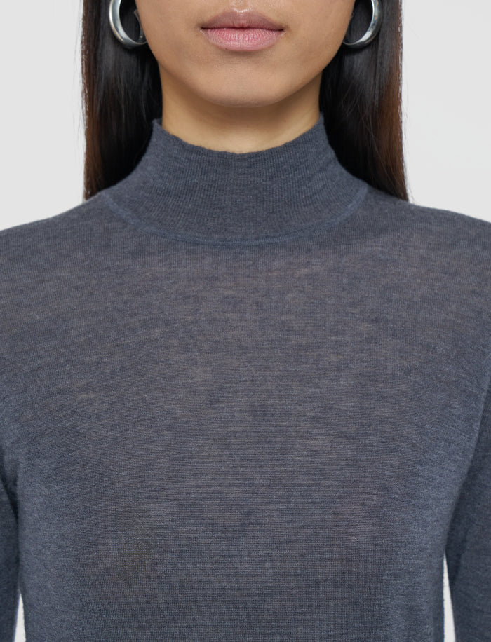 Grey Overlay Cashair Mock Neck Jumper - Joseph