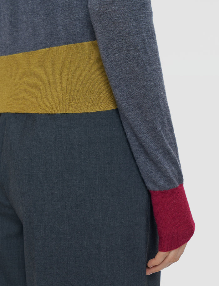 Grey Overlay Cashair Mock Neck Jumper - Joseph
