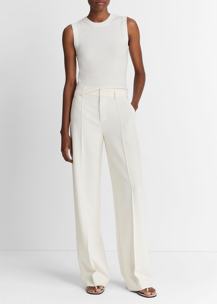 Pintuck Wide Leg Pant (Off White)