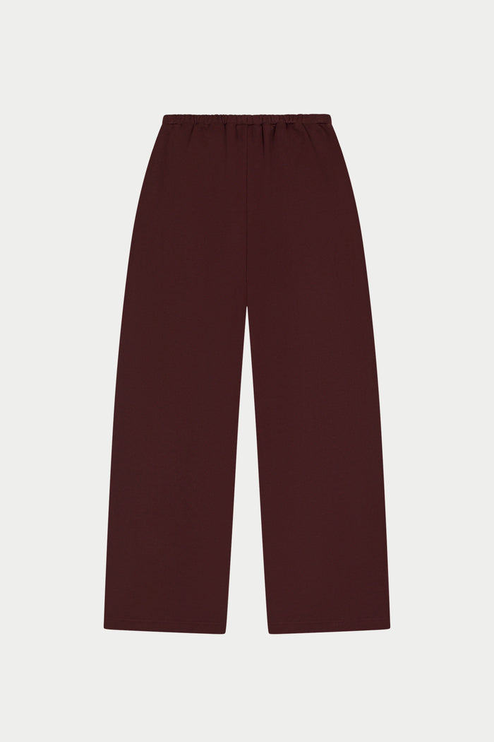 PLEAT DETAIL WIDE LEG JOGGERS - CHOCOLATE