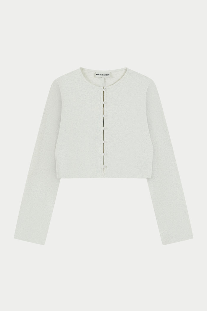 RIBBED BUTTON THROUGH TOP - GREY