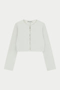 RIBBED BUTTON THROUGH TOP - GREY