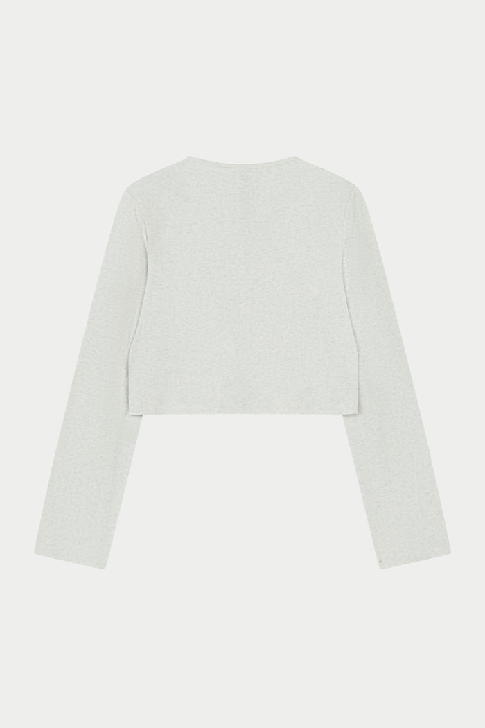 RIBBED BUTTON THROUGH TOP - GREY