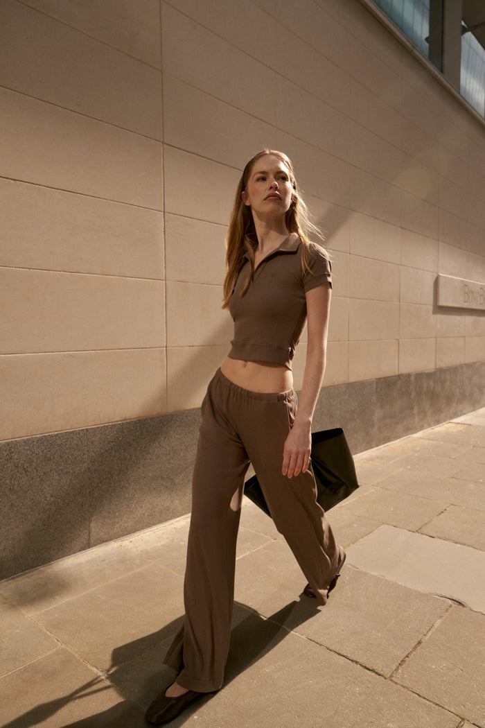 RIBBED TROUSERS - BROWN