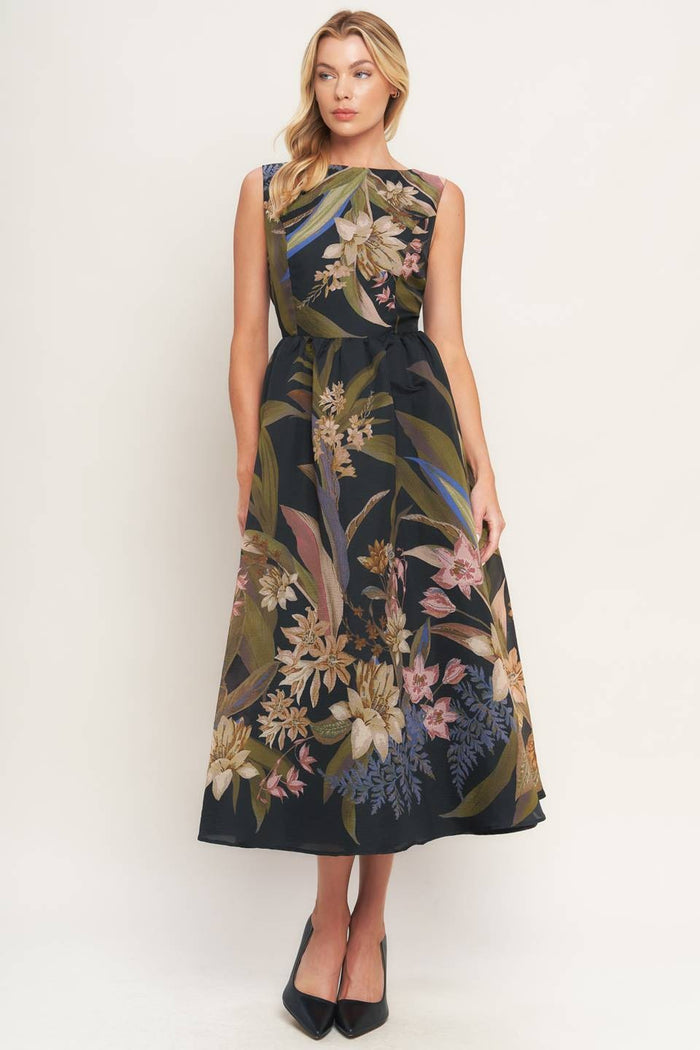 Right Where I Am Pattern Midi Dress
