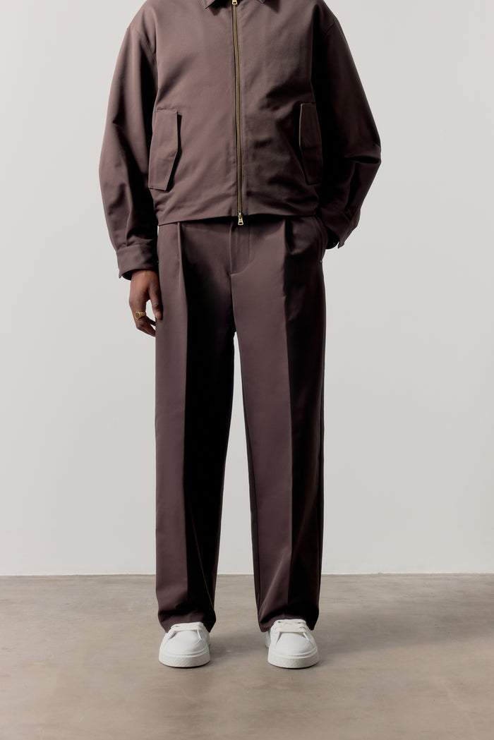 RIVET DETAIL TROUSERS - BROWN