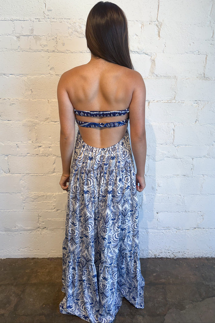 Riyadh Border Maxi Dress Back, adeline boutique, dallas boutique, boutique