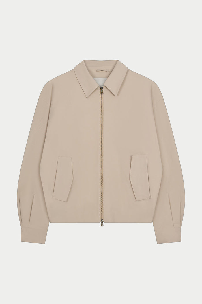 RUCHED HARRINGTON JACKET - BEIGE