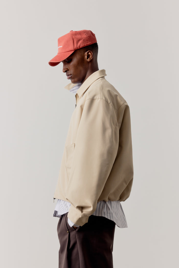 RUCHED HARRINGTON JACKET - BEIGE