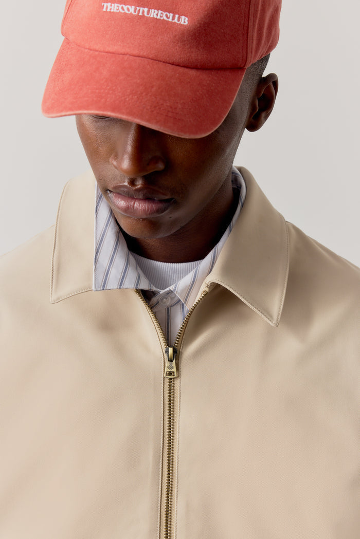 RUCHED HARRINGTON JACKET - BEIGE