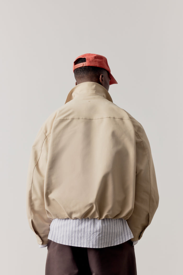 RUCHED HARRINGTON JACKET - BEIGE