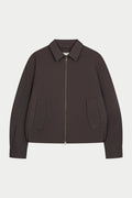 RUCHED HARRINGTON JACKET - BROWN