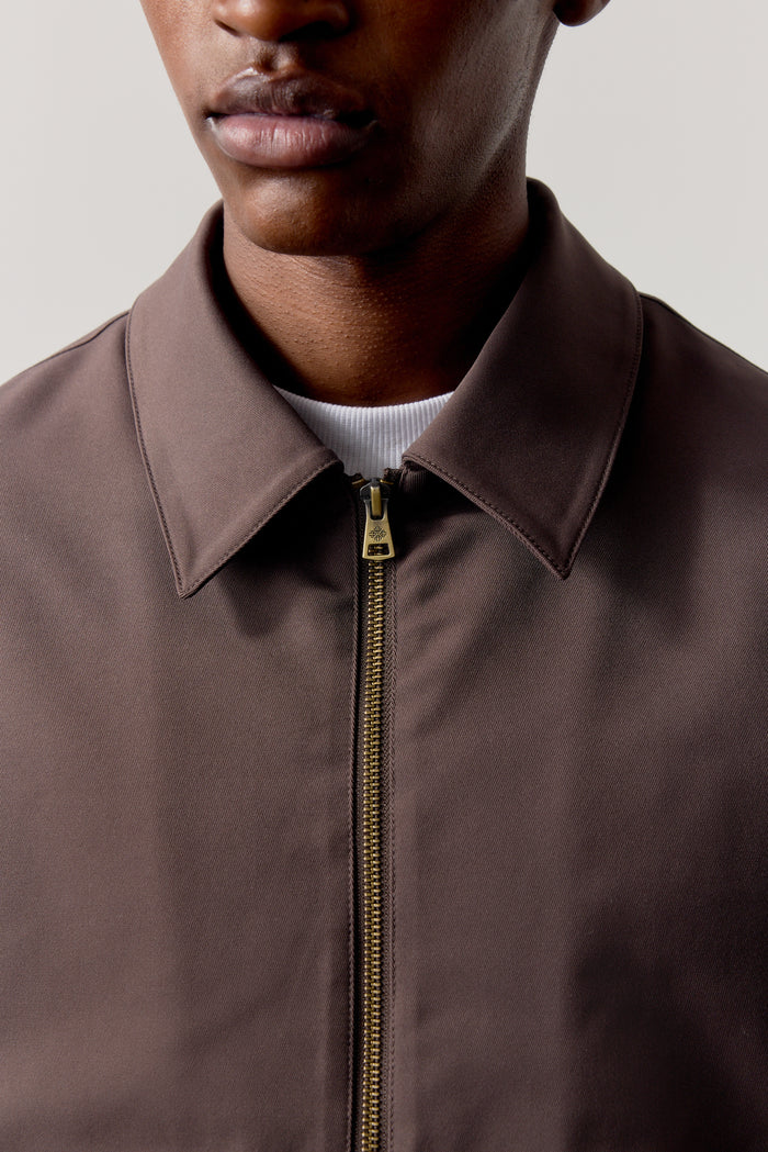 RUCHED HARRINGTON JACKET - BROWN